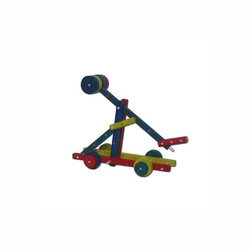 Petit trébuchet médiéval en bois coloré