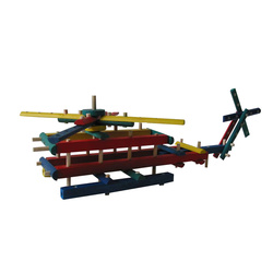 Hélicoptère en bois coloré à monter
