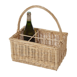 Panier 6 bouteilles en osier blanc