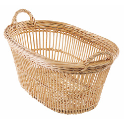 Panier à linge ajouré en osier blanc