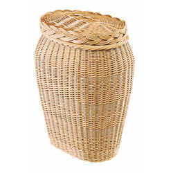 Coffre à linge ovale galbé - osier blanc