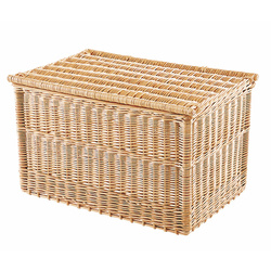 Malle couvercle plat en osier blanc