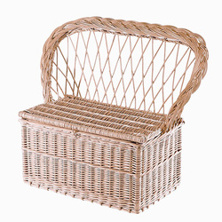 Coffret à jouet banquette en osier blanc
