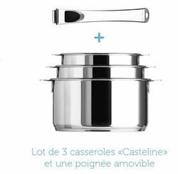 Lot de 3 casseroles Casteline  -  Diam. 16 - 18 - 20 cm -