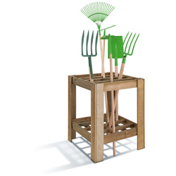 Range outils de jardin en bois