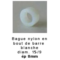 Lot de 6 bagues en nylon blanc en bout de barre