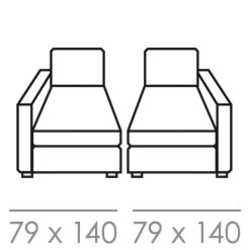 Chauf. longue 68 cm - Un accoudoir 11 cm