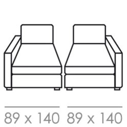 Chauf. longue 78 cm - Un accoudoir 11 cm