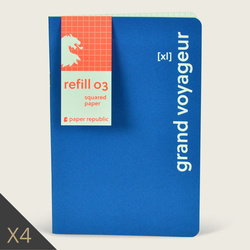 Lot de 4 carnets RXL03 -pages à carreaux