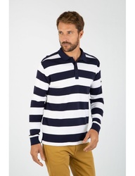 Polo homme larges rayures - coton côtes1x1 -