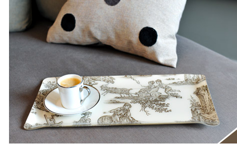 Plateau motif toiles de jouy